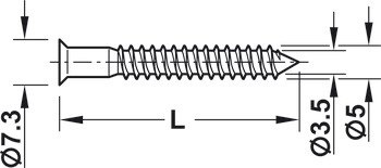 łącznik jednoczęściowy, Confirmat, łeb stożkowy, do otworu o Ø 4 mm, z ostrą końcówką