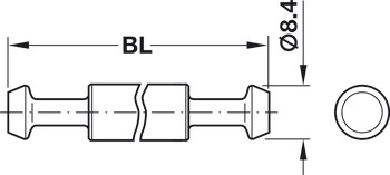 trzpień podwójny, system Häfele Maxifix, otwór na trzpień 9 mm