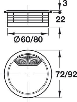 przelotka kablowa, średnica otworu 60 lub 80 mm