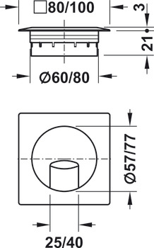 prowadzenie kabli, profil kwadratowy, 80 x 80 lub 100 x 100 mm