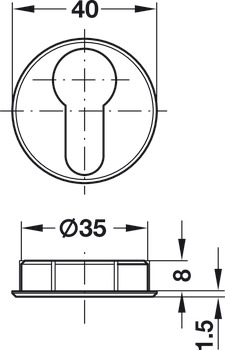 Rozetka cylindra, PZ 60, do wkładki profilowej połówkowej, niklowana