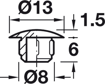 Zaślepka z logo Häfele, tworzywo sztuczne, do otworu ślepego Ø 8 mm