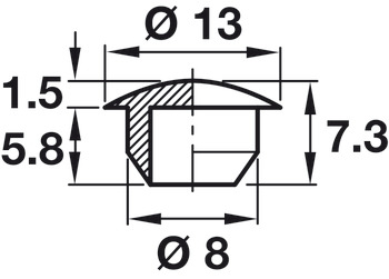 Zaślepka z logo Häfele, tworzywo sztuczne, do otworu ślepego Ø 8 mm