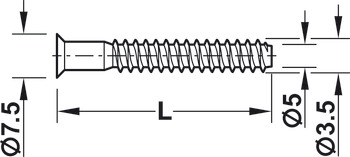 łącznik jednoczęściowy, Confirmat, łeb stożkowy, do otworu o Ø 4 mm, PZ2