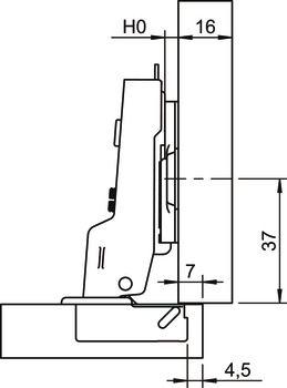 Zawias puszkowy, Häfele Metalla 110 SM 105°, drzwi na przegrodę/bliźniacze