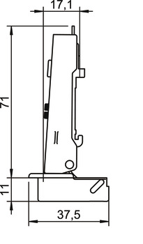 Zawias puszkowy, Häfele Metalla 110 SM 105°, drzwi nakładane