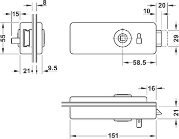 komplet do drzwi szklanych, GHR 503, Startec, z zawiasami 3-częściowymi i parą klamek drzwiowych