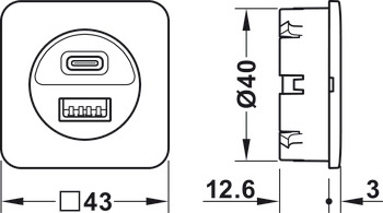 ładowarka USB, Häfele Loox5, USB-A / USB-C, 24 V