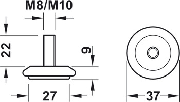 Śruba regulacyjna, okrągły, do wkładów ślizgacza Ø 30 mm