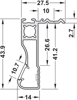 profilowa listwa uchwytowa, Häfele Slido F-Handle26 A3 LED, z aluminium, do drzwi przesuwnych
