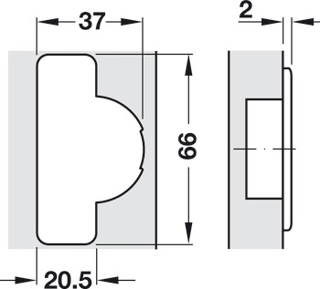 Zawias puszkowy, Häfele Duomatic 105°, do cienkich drzwi drewnianych o grubości od 10 mm, drzwi na przegrodę / bliźniacze