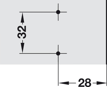 Prowadnik krzyżakowy, Häfele Duomatic A, stal lub znal, z wkrętami do płyt wiórowych, odległość od krawędzi 28 mm