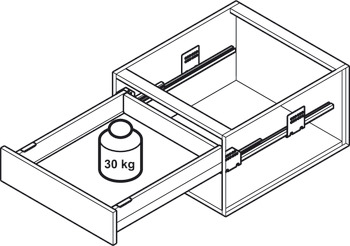 komplet szuflady, Häfele Matrix Box Slim A30, wysokość boków 175 mm, udźwig 30 kg, z samodomykaniem ihamulcem