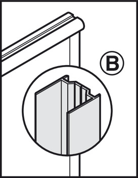 listwa przyścienna profilowa Ⓑ, aluminium, system ścianek działowych do pomieszczeń sanitarnych
