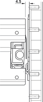 Prowadnice szuflad, Häfele Matrix Runner OS P50/60, ponadwysuw różnicowy, za maskownicami