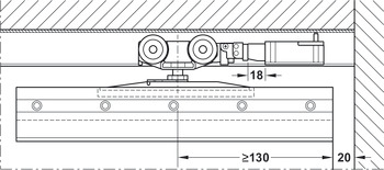 komplet dodatkowy odbojnika z amortyzatorem, Push-to-Open, do okuć do drzwi przesuwnych Häfele Slido D-Line11 50P / 80P / 120P, 50C / 80C / 120C i 50I / 80I / 120I drzwi drewniane i szklane