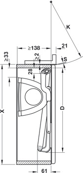 podnośnik frontu szafki górnej, Strato, do jednoczęściowych klap drewnianych lub z ramą aluminiową