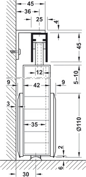 Okucie do drzwi przesuwnych, Häfele Slido D-Line802 150T, komplet, rolka kołowa
