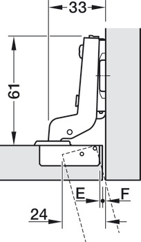 Zawias puszkowy, Häfele Metalla 510 SM 105°, drzwi wpuszczane