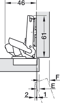 Zawias puszkowy, Häfele Duomatic 110°, do drzwi przylgowych i drzwi profilowych, drzwi nakładanych