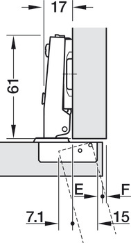 Zawias puszkowy, Häfele Metalla 510 SM 105°, drzwi nakładane