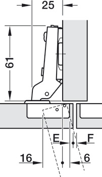 Zawias puszkowy, Häfele Metalla 510 SM 105°, drzwi na przegrodę/bliźniacze