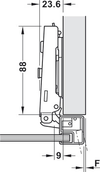 zawias puszkowy, Häfele Metalla 310 A/SM 110°, drzwi nakładane