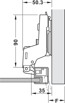 zawias puszkowy, Häfele Metalla 310 A/SM 110°, drzwi wpuszczane