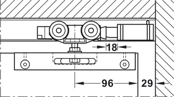 zestaw szyn, do rozwiązania z kieszenią ścienną, do okucia do drzwi przesuwnych Häfele Slido D-Line11 50l / 80I / 120I, 50L / 80L / 120L, 50J / 80J / 120J