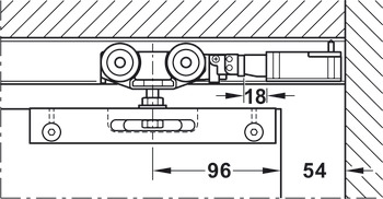 zestaw szyn, do rozwiązania z kieszenią ścienną, do okucia do drzwi przesuwnych Häfele Slido D-Line11 50l / 80I / 120I, 50L / 80L / 120L, 50J / 80J / 120J