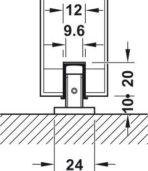 okucie do drzwi przesuwnych, Häfele Slido D-Line11 120C, komplet bez szyny jezdnej