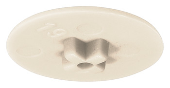 Zaślepka z logo Häfele, do Häfele Minifix<sup>®</sup> 15 bez kołnierza, grubość płyty 12–13 mm