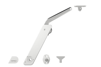 Okucie do klapy jednoczęściowej podnoszonej, Häfele Free Flap H 1.5 – tworzywo sztuczne z metalowym ramieniem nośnym, zestaw 1-częściowy do zastosowania jednostronnego