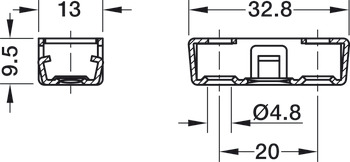 złącze do korpusów, część dolna RV/U-T3, Häfele Ixconnect, z funkcją zatrzaskową