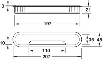 przelotka kablowa, owalna, wymiary wycięcia 207 x 45 mm, 2-częściowa