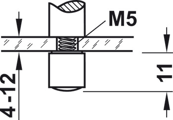 uchwyt relingu, system relingów do półek, do 1 pręta relingu 6 mm, wspornik środkowy