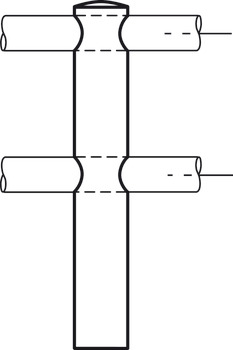 uchwyt relingu, system relingów do półek, do 2 prętów relingu 6 mm, wspornik środkowy