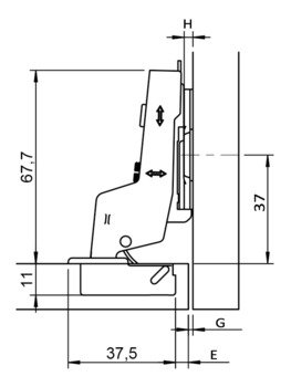 Zawias puszkowy, Häfele Metalla 310 SM 110°, drzwi wpuszczane
